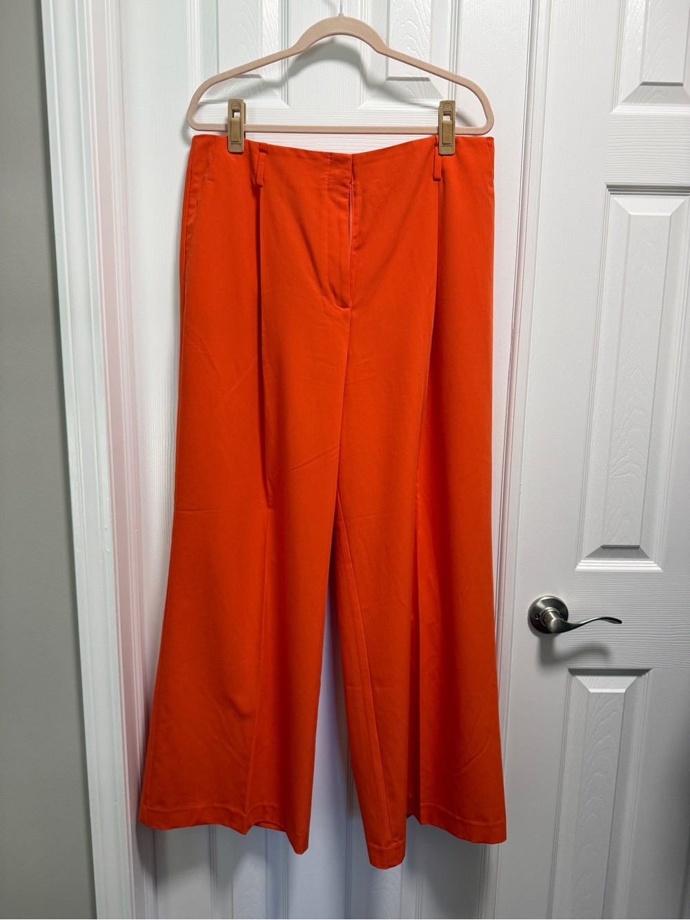 Ann Taylor Wide-Leg Pants with Pleats in Bright Orange